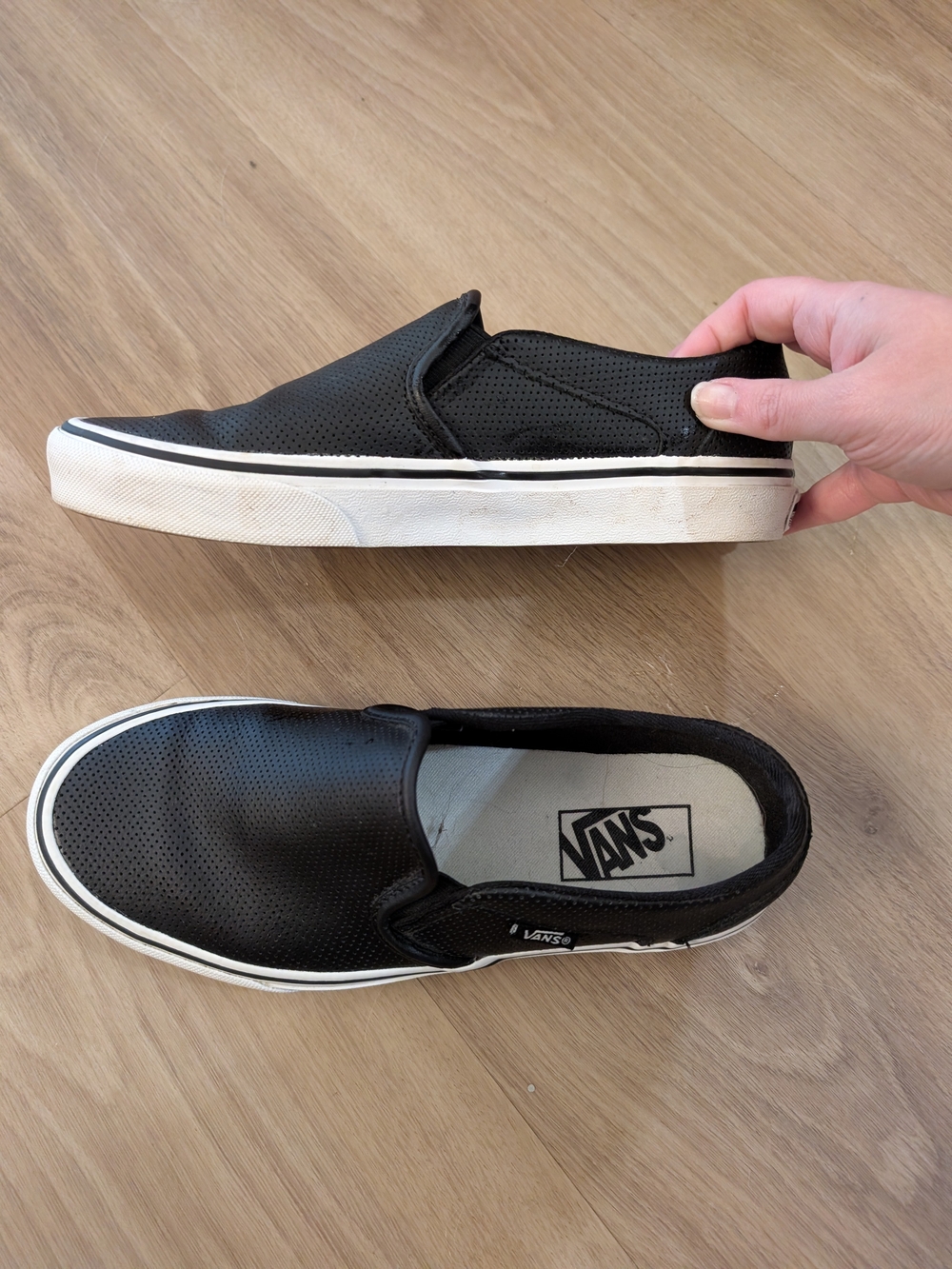 Vans Women's Black Asher Perforated Slip-Ons Size 8